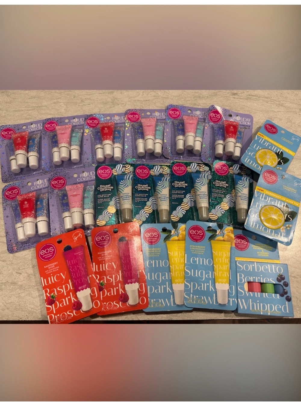 eos Holiday Lip Balm & Gloss Assortment in Pink, Red, Yellow, Blue